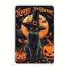 Vintage Halloween Black Cat Metal Tin Sign  Scratch Art Material Wall Decor for Home Bar Cafe Restaurant Garage Fun Hal