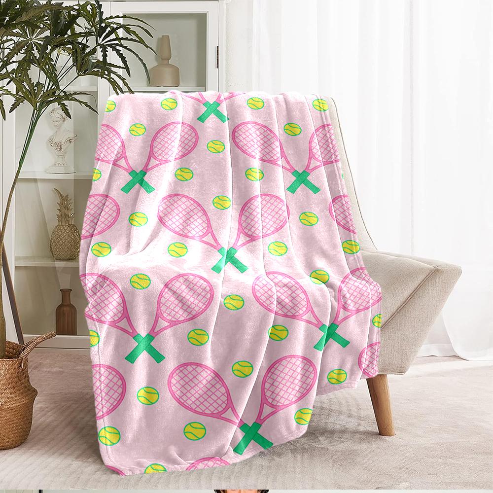 Tennis Theme Printed Blanket - Perfect for Couch, Bed, Travel & Outdoor Use | Machine Washable, Cozy & Durable.