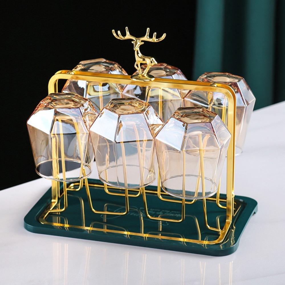 Iron Art Cup Storage Rack Reindeer Decorative Cups Shelf New Cup Tray Holder For Drying Cups