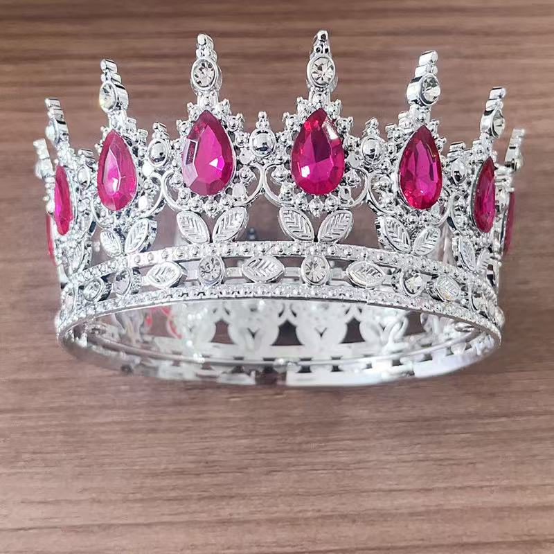 European and American Baroque Plastic Teardrop Crown Headwear for Brides Wedding Photography Accessories Full Round Coming of Age Ceremony Headwear