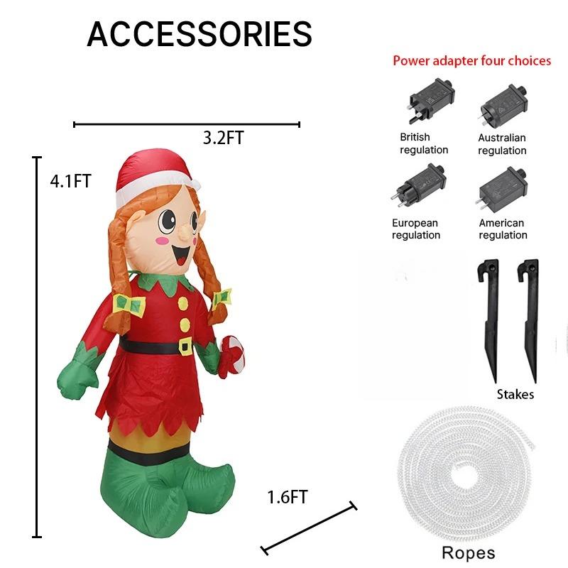 5.9FT Inflatable Decorations Cute Elf Girl Lollipop LED Light Xmas Ornament Home Christmas Festive Gifts Toy Xmas Yard Decor