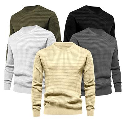 Men's Autumn and Winter Men's Knitwear Thin Small Square Loose Round Neck Casual Long-sleeved T-shirt Men