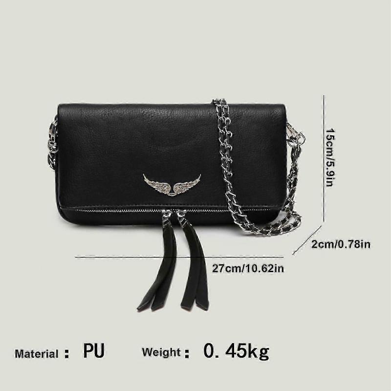 Women Hot Diamond Chain Leather Bag Messenger Bag Handbag Simple Wing Design Shoulder Bag
