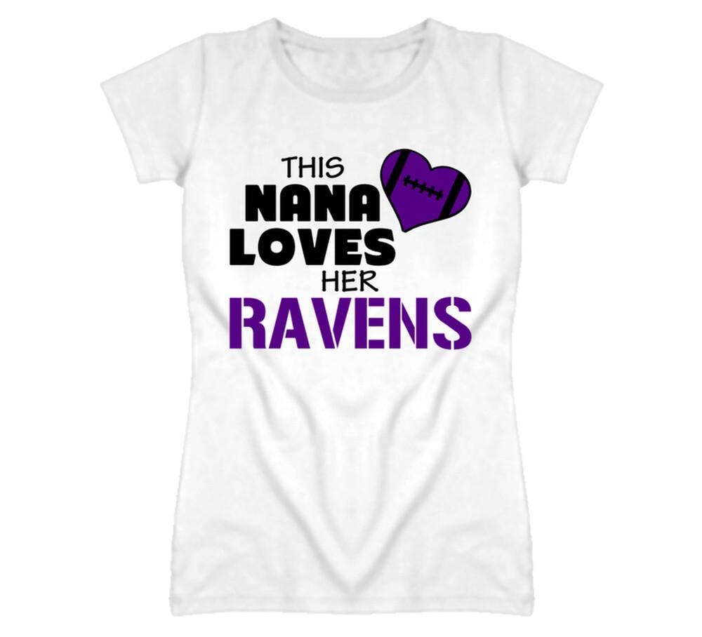 This Nana Loves Her Ravens Football T Shirt - Baltimore Ravens Team Colors