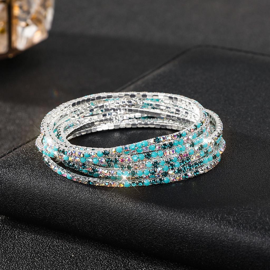 Diamond Elastic Bracelet 2mm Single Row Color Rhinestone Bracelet Women's Bracelet Women's Grab Chain Full Diamond Jewelry