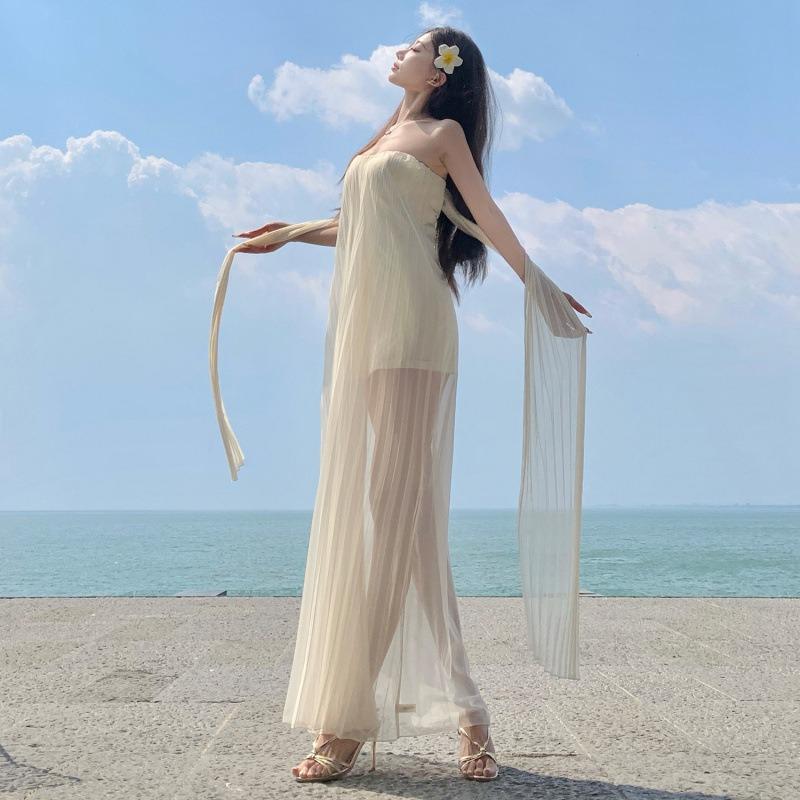 High-end Pure Desire Vacation Dress Summer Niche Tube Top Long Dress Bali Beach Dress