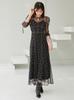 Sustainable Flocked Print Dress SWFO245031 BLK [Snidel] Women's