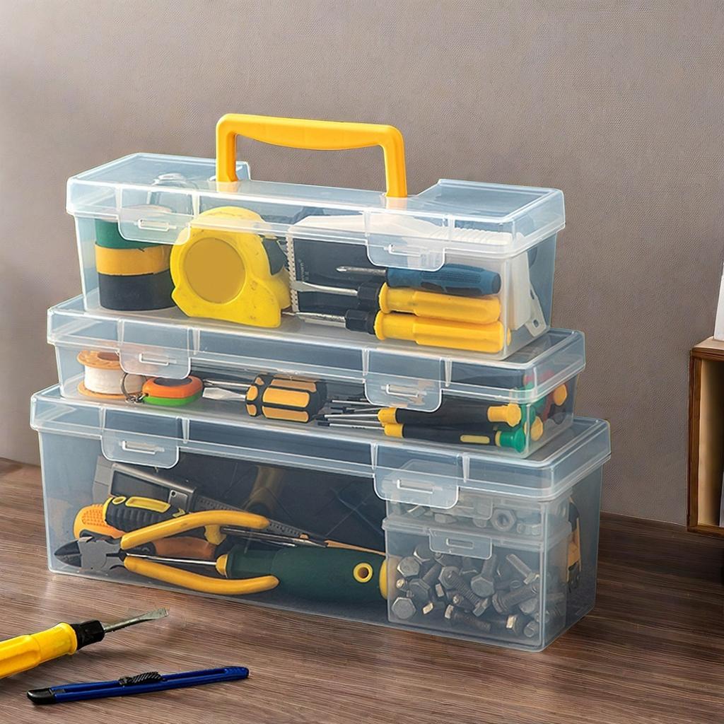 Transparent Handheld Toolbox Portable Large Capacity Thickened Plastic Hardware Tool Storage Box With Handle Tool Organizer Box