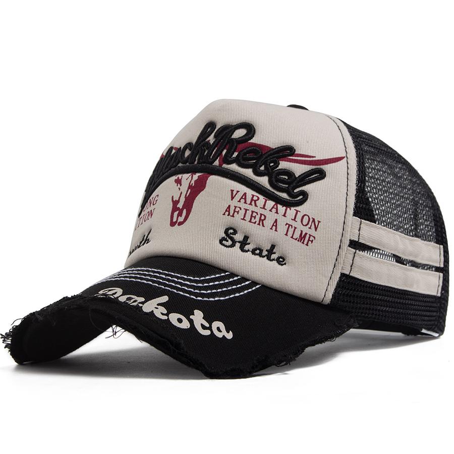 Summer Mesh Trucker Hat Men Vintage Embroidery Baseball Cap Sun Visor Retro Snapback Women Hip Hop Dad Caps For Outdoor Casual