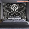Arazzo Demone Capra Alata Baphomet, Tessuto da Parete con Stampa Runa Pentagramma Occulto, Decorazione Audace Camera da Letto Man Cave Casa Interno