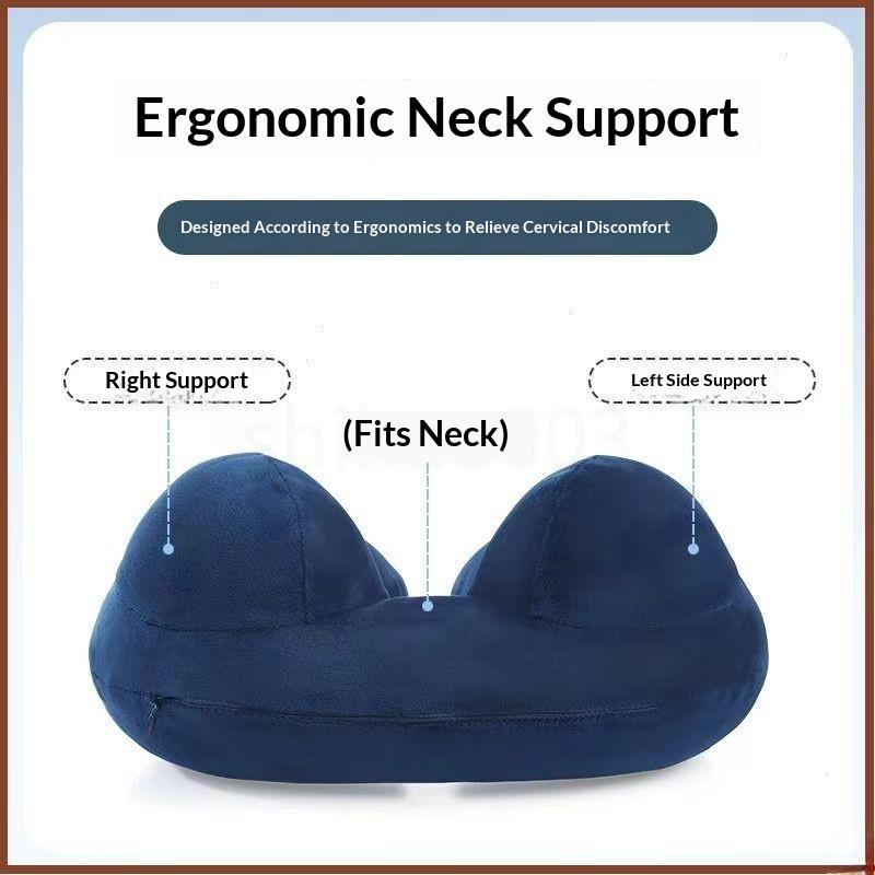U-Shaped Comfortable Self-Inflating Air Pillow Neck Support Inflatable Airplane Travel Neck Pillow Inflatable Sleeping Pillow