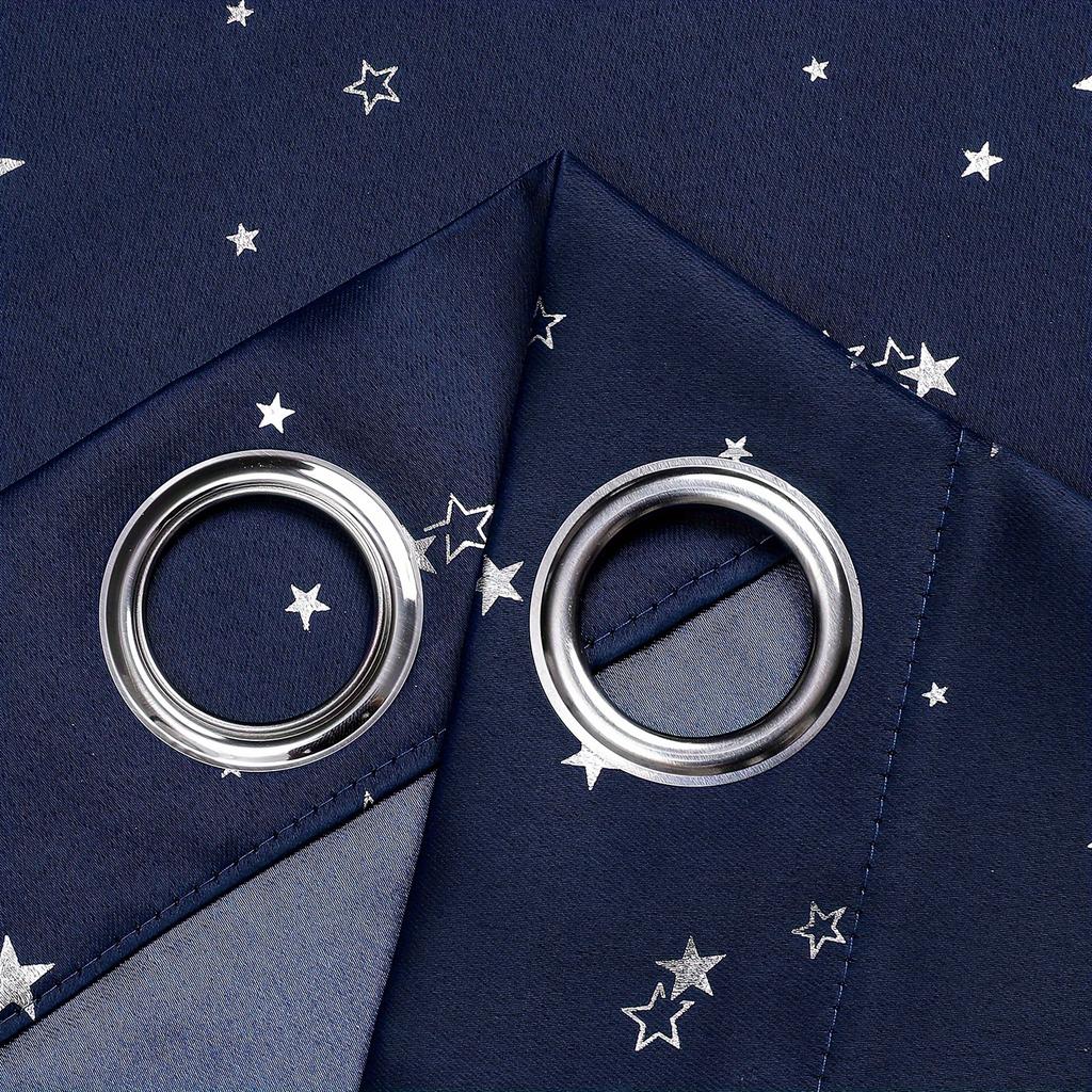 Kids Curtains Blackout With Stars Grommet Top For Bedroom Living Room Window Drapes
