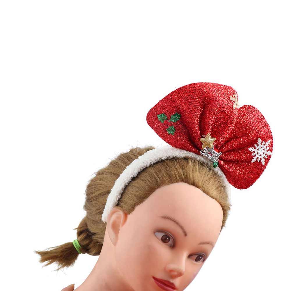 Plush Bowknot Hair Hoop Non-slip Christmas Headband Elegant Christmas Hairband  Ladies
