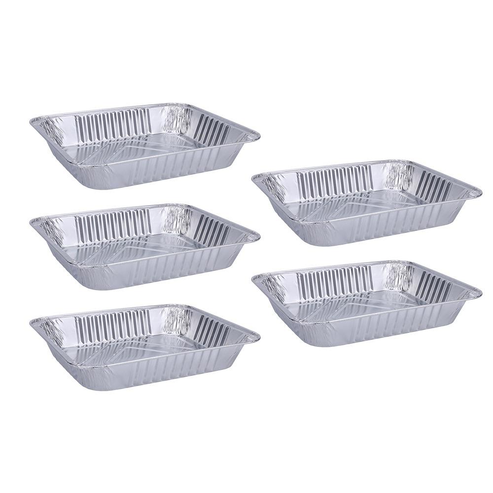 5Pcs 12 Inch Aluminum Foil Box Non-stick Baking Tray Portable Food Container  Oven BBQ Baking Tools