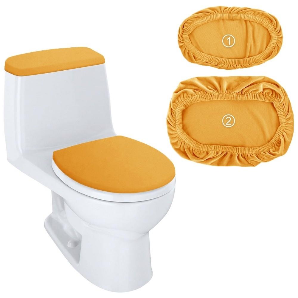 2Pcs/Set Solid Color Toilet Seat Cover Thickened Soft Touch Toilet Lid Cover Dustproof Universal Tank Lid Cover Home Bathroom
