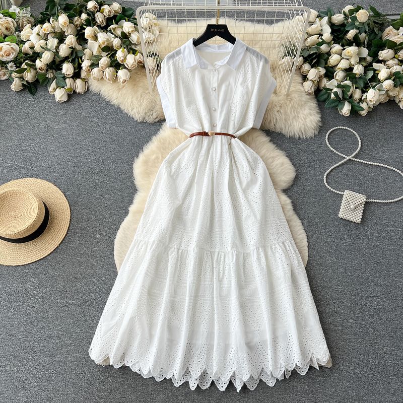 

Свободное длинное платье летнее рубашечного кроя на пуговицах White One size