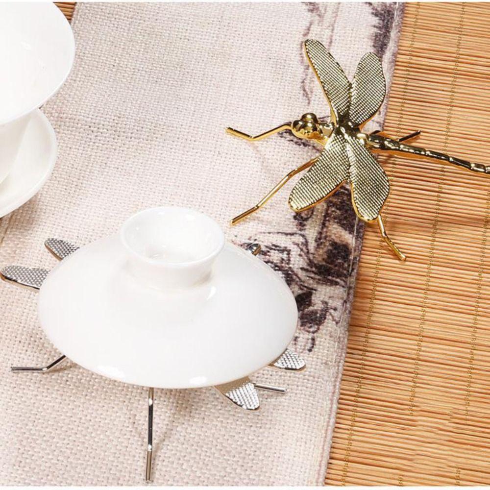 Metal Simulation Dragonfly Small Tea Pet Durable Dragonfly Cup Cover  Desktop