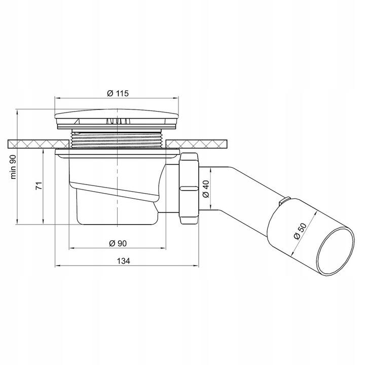 Shower siphon with mushroom valve chrome Ø50