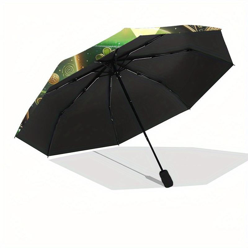 St. Patrick's Day Irish Hat Party Decoration Sign Umbrella, Cute Umbrella with Cute Design, Portable 3-Fold Compact Umbrella for Men & Women, Valentin