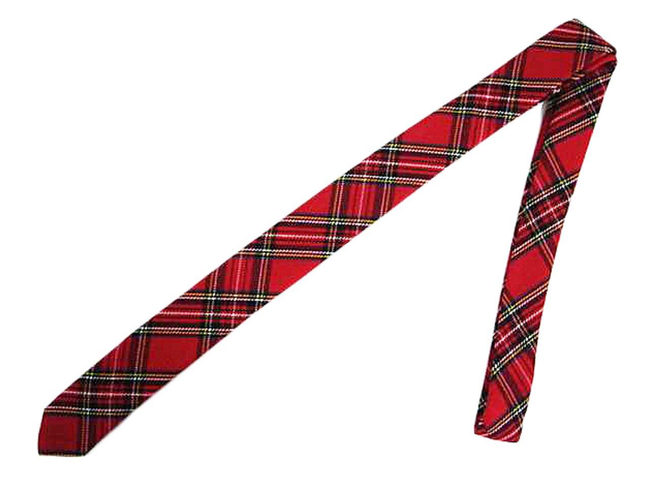 8 (eight) Tartan Check Slim Tie (Tartan Check - Red)