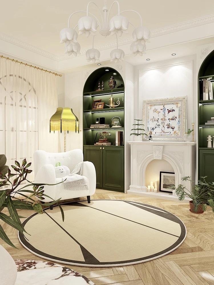 Francuski Retro Dekoracja Salonu Okrągły Dywan Dywany Wielkopowierzchniowe do Sypialni Domowe Zmywalna Mata Podłogowa Antypoślizgowy Miękki Dywanik do Szatni