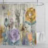 Växt Blommigt Duschdraperi Vattentätt Duschdraperi Polyestertyg 3D-Tryckt Draperi Badrumsdekoration Med Krokar
