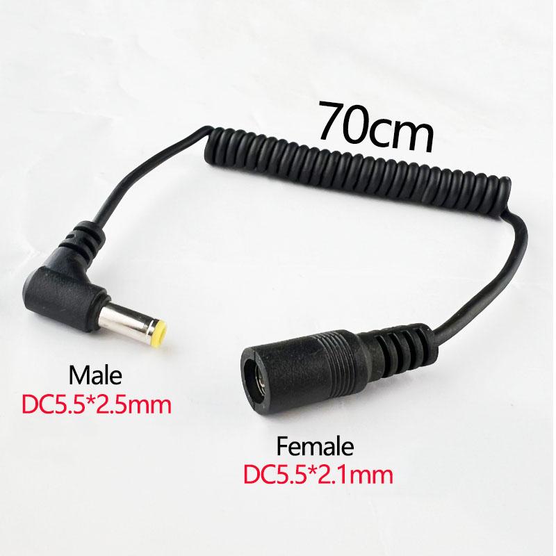 1PC DC Male  Femalespring Cable Connector5.5 X 2.5 Mm 5.5mm X 2.1mm Straight Plug Power Charger150cm 70cmextension Cord