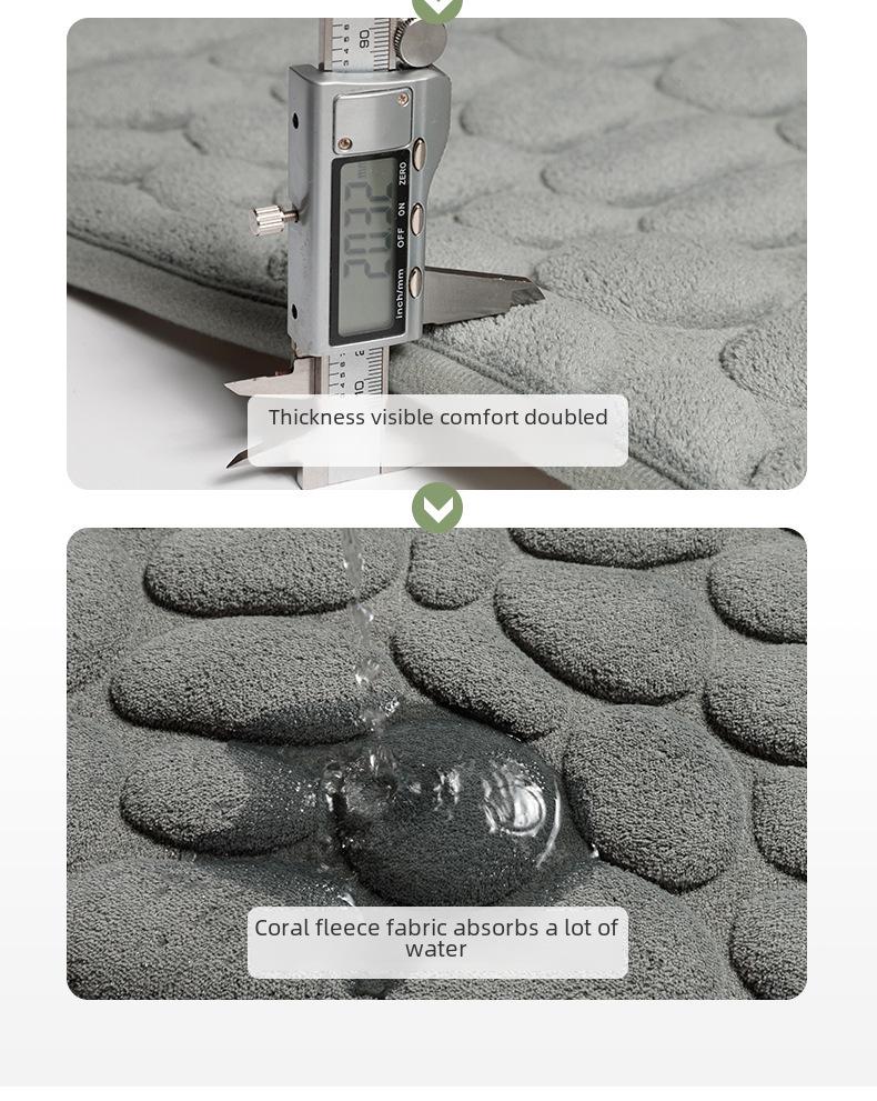 Pebble Embossed Water-Absorbent Non-Slip Door Mat – Cute, Durable Carpet for Bathroom and Entrance.