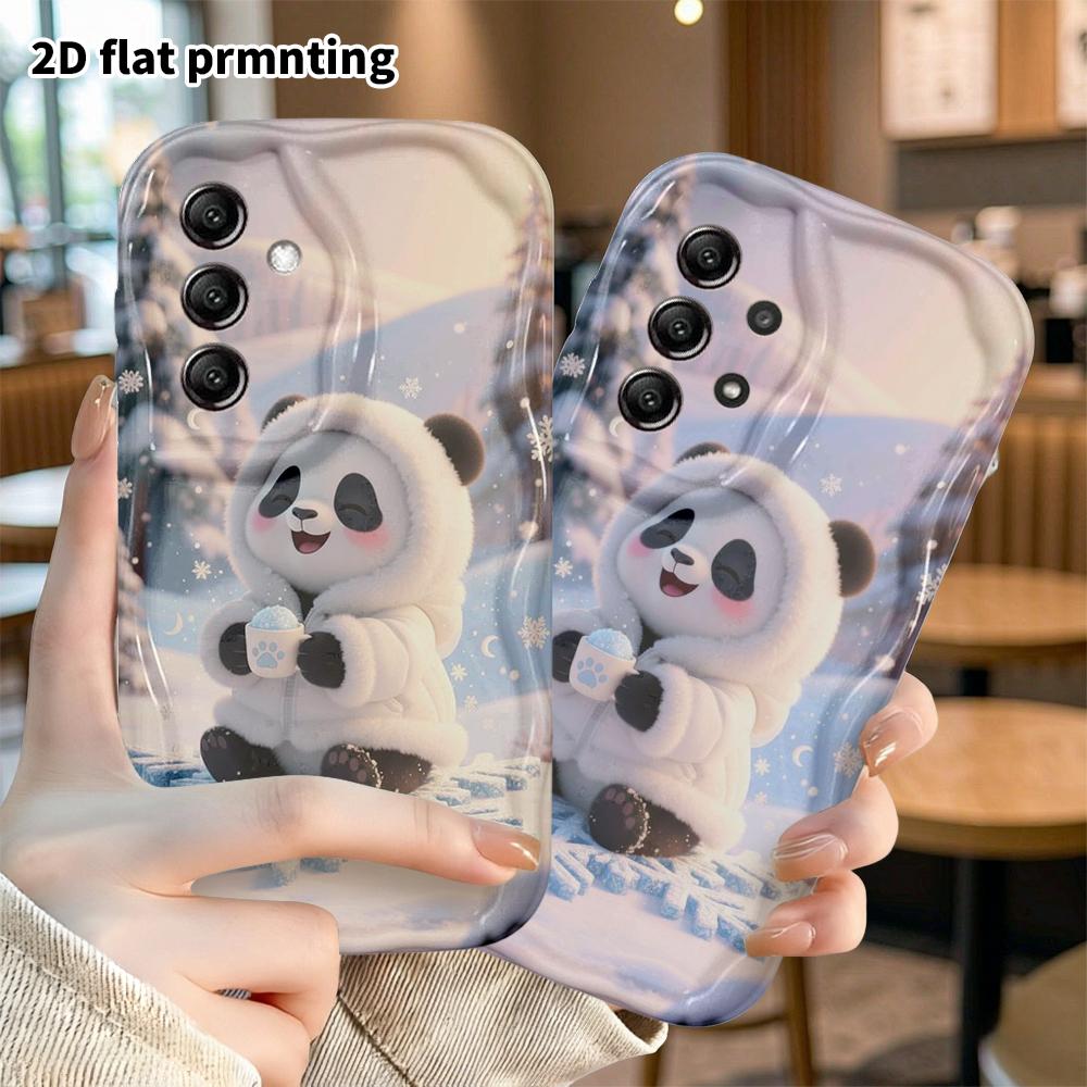 Phone Case: 2D Flat Samsung Galaxy A34 A35 S20 S22 S21 FE Plus Ultra Protective Case, Little Panda In a Puffer Jacket, Christmas and Halloween Gift