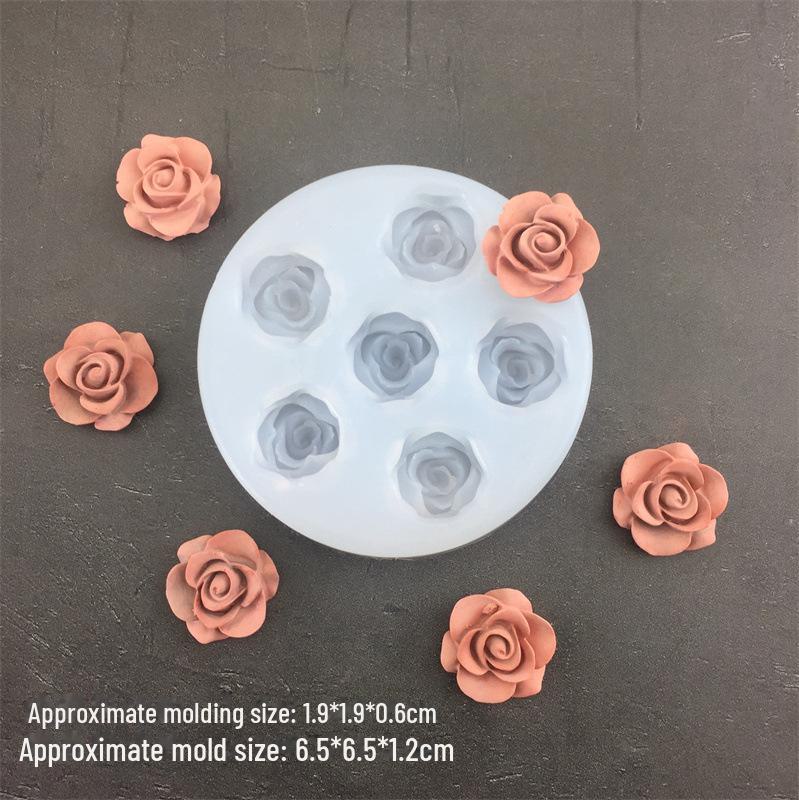 6-in-1 Rose with Leaves Mold: For Plaster, Resin, Mousse, and Aromatherapy