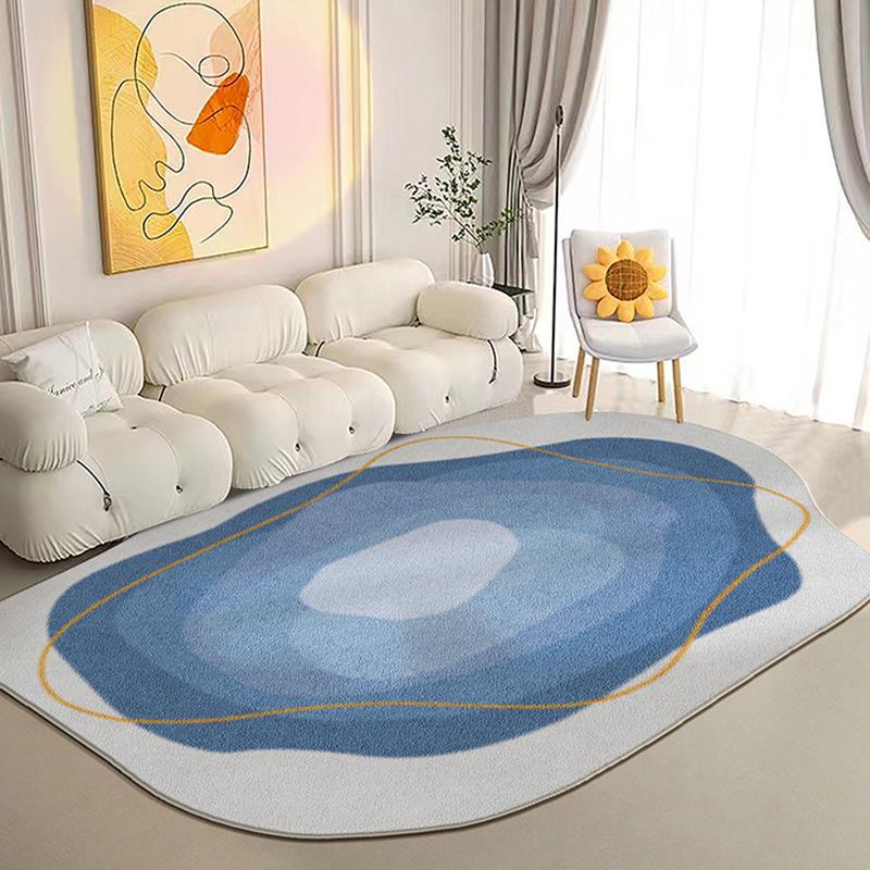 Irregular Living Room Carpet Cream Style Home Bedroom Bedside Carpet Geometric Anti Slip Mat