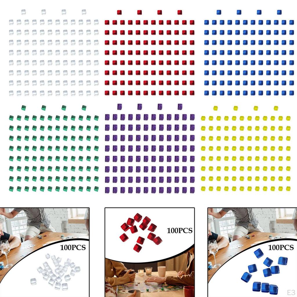 100 Pieces Acrylic Cubes Blank Dice DIY Learning Stacking Toy 1cm Board Game Building Blocks for