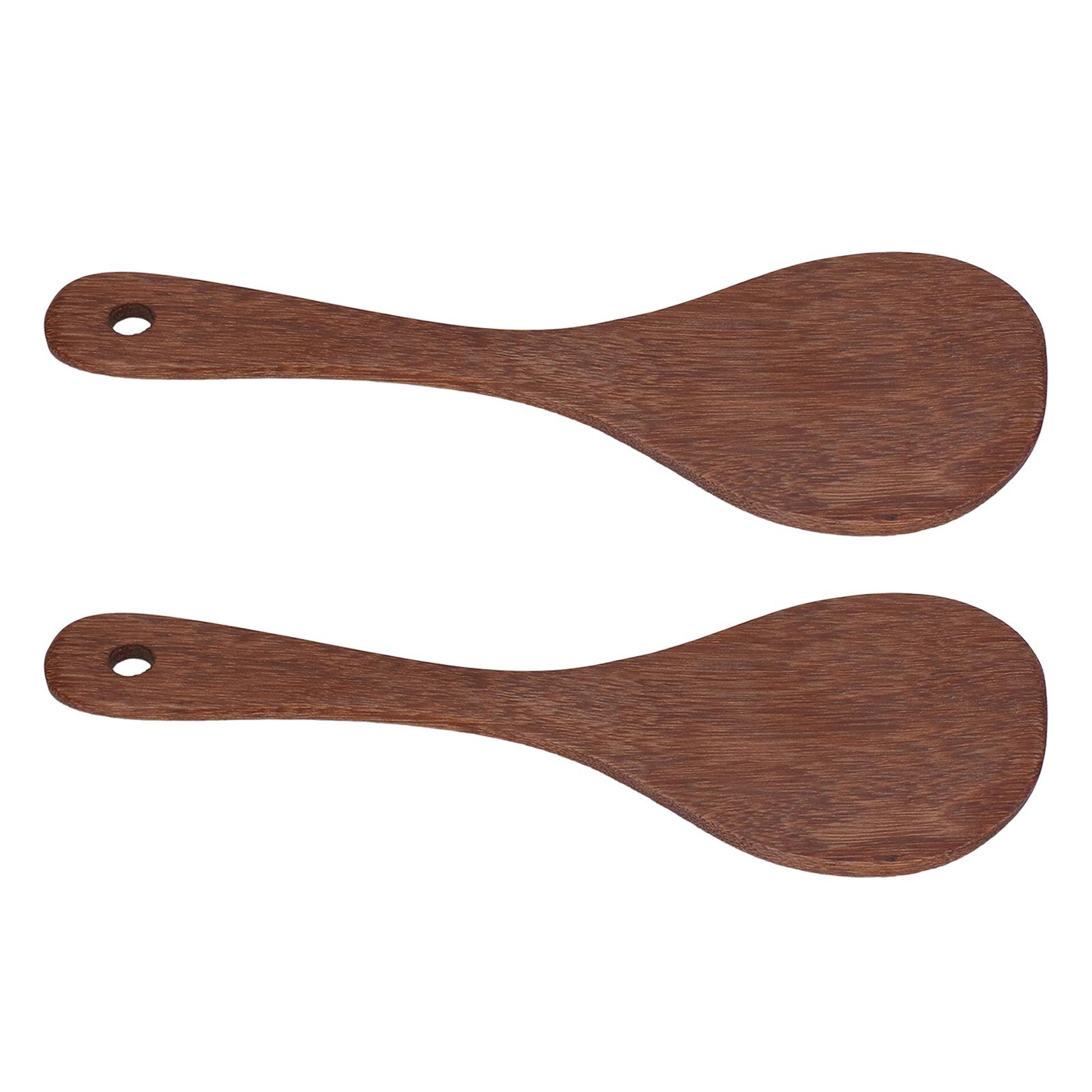 

2 Pcs Rice Paddle Natural Wooden Rice Cooker Spatula Kitchen Cooking Spoons for Mixing and Serving RiceRound Mouth L