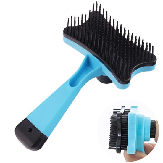 Self-cleaning Dog Grooming Brush, Pet Detangling Brush with Anti-Slip Handle, Pet Shedding Comb for Long Short Haired Cats Dogs Loose Fur Removal