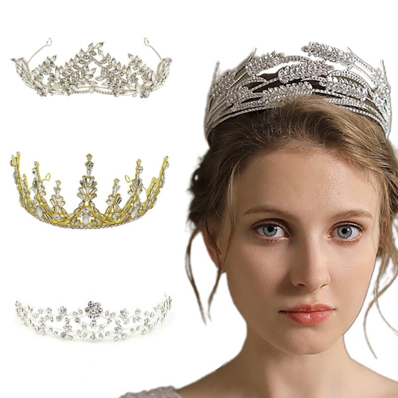 Bridal Wedding Crown Headband Rhinestones Crystal Hair Hoop Vintage Hairband for Party Prom Halloween Costume Headpie