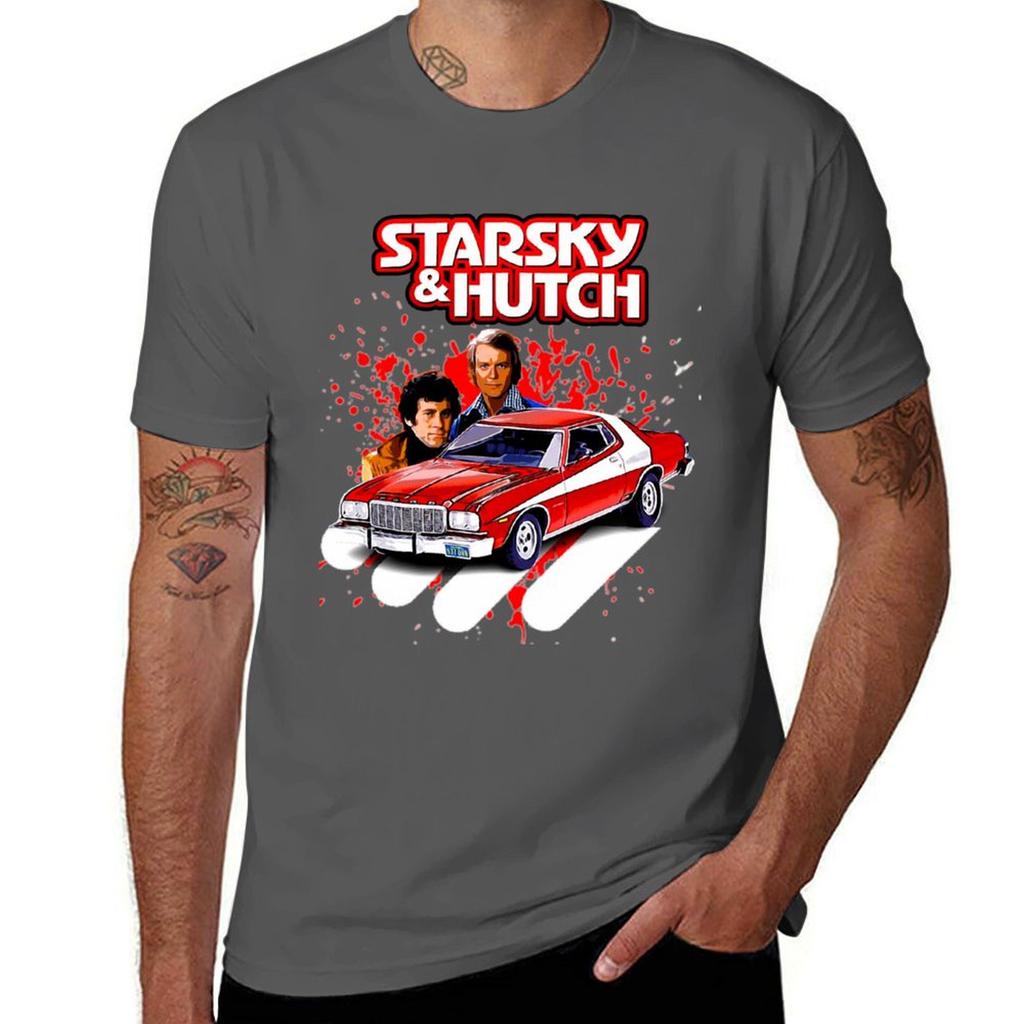 Koszulka z serialu telewizyjnego Starsky i Hutch, koszulka z krótkim rękawem, anime, ubrania męskie