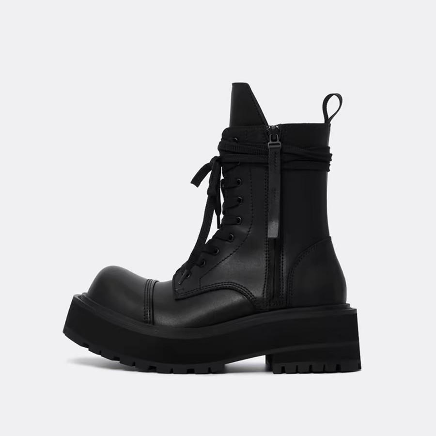 

Панк милые крутые супер высокий каблук платформа ботинки Мартин женские ранняя осень новые ретро большая голова короткие ботинки 40 чёрный