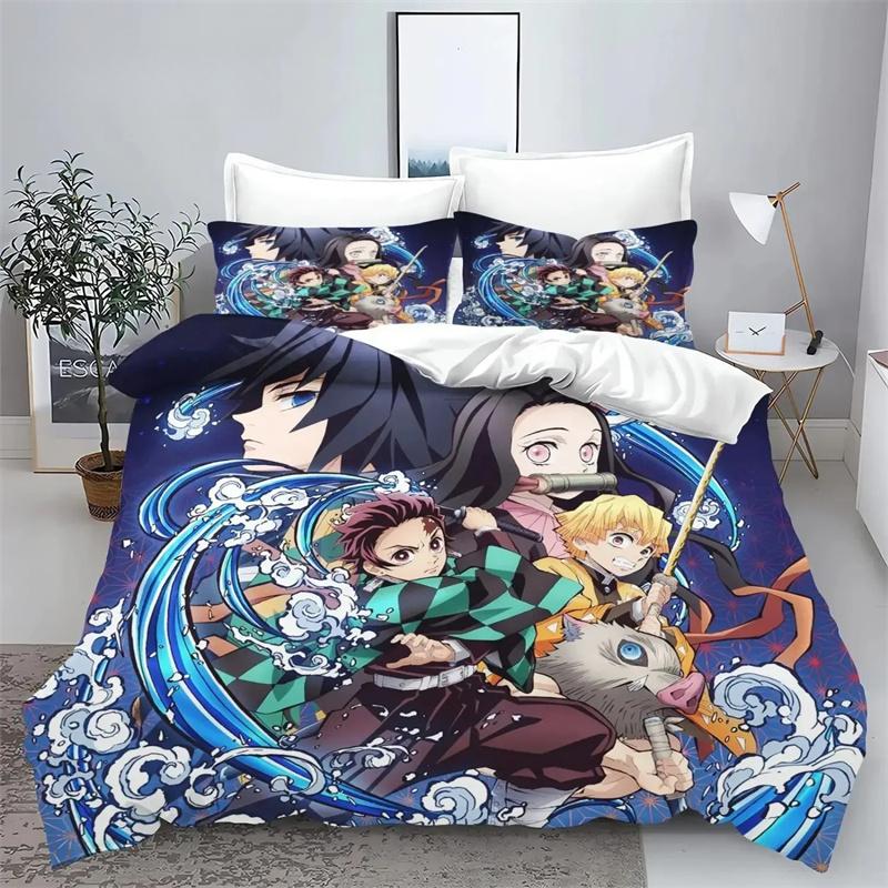 Demon Slayer Kimetsu No Yaiba Kamado Nezuko Anime 100% Polyester Bedding Set Duvet Cover Set Printed Cartoon Home Decor