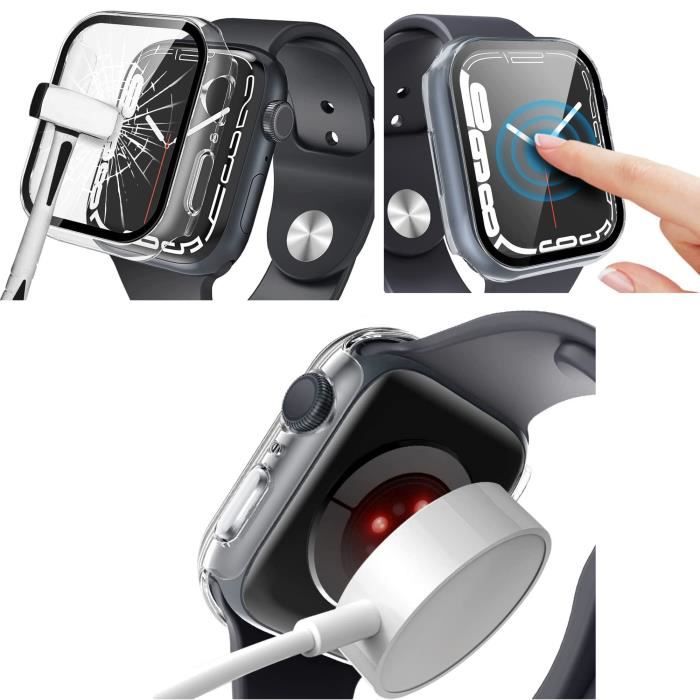 Coque compatible apple Watch 45mm Serie 7 - Protection rigide étui transparent écran verre trempé Phonillico®