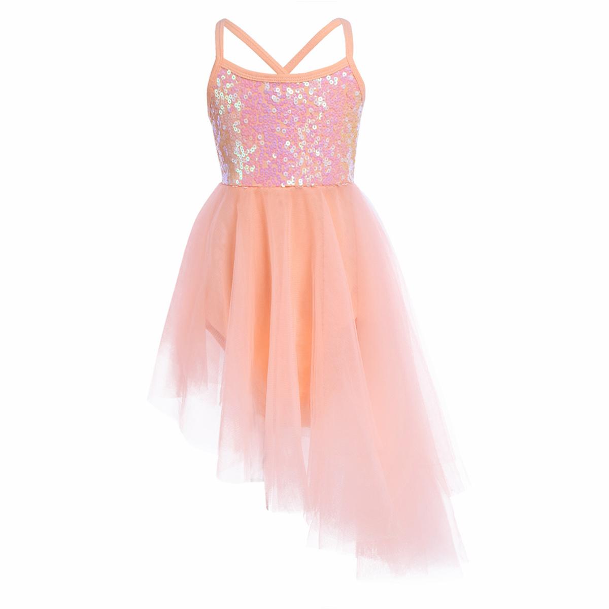 IEFiEL Meisjes Lovertjes Hemdje Ballet Tutu Jurk Rok Turnpakje Ballerina Glinsterende Danskleding Kostuums 3-4 Years oranje