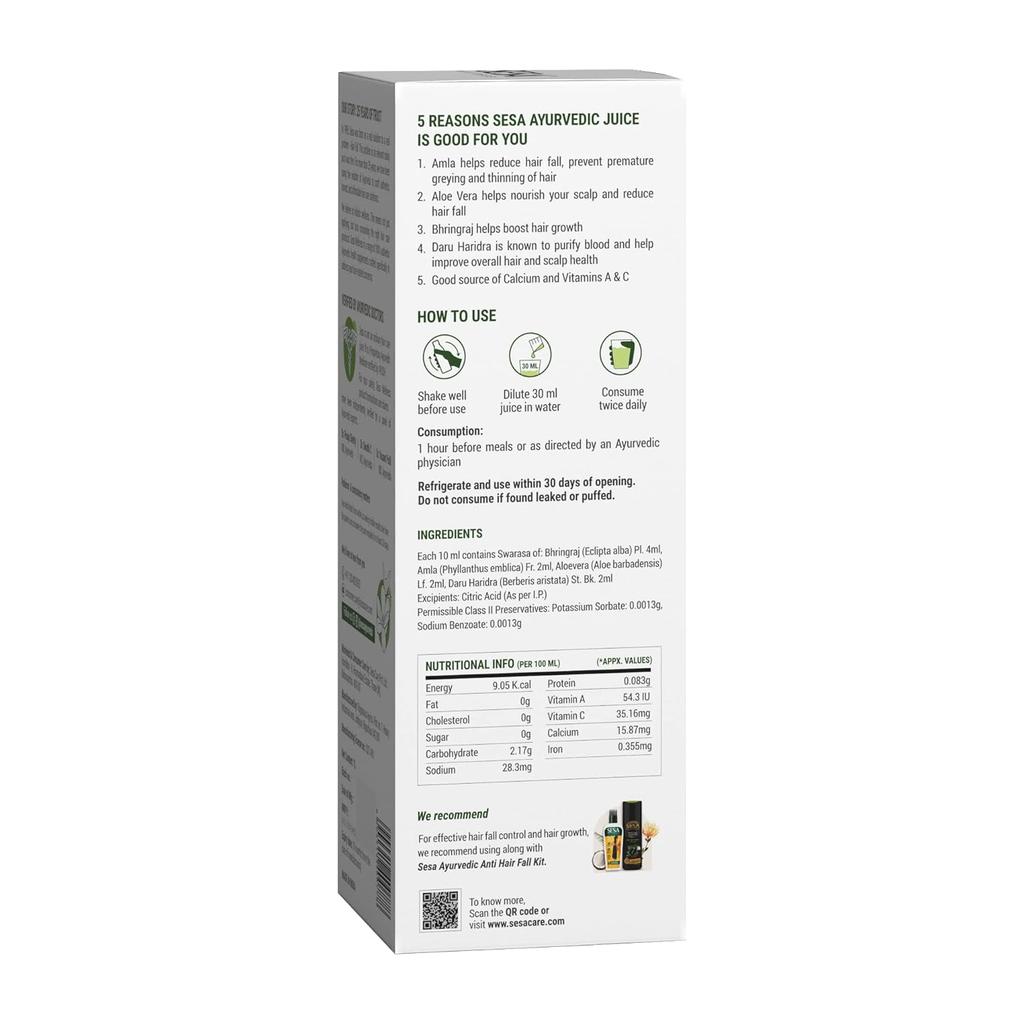 SESA Ayurvedic Hair Care Juice For Hair Fall Control & Hair Growth 1L Pack Of 1 Natural Daily Drink For Strong Healthy Hair