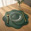 Blumenförmige Leder-Tischsets Hitzebeständig Waschbar Platzsets Wasserdicht Rutschfest Küchen-Tischgeschirr-Pad Weihnachtsdekoration