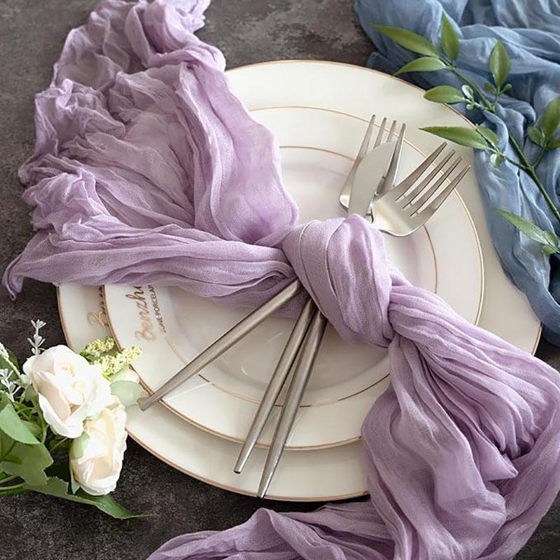 Gauze Table Runner Semi-Sheer Crinkle Table Runner Boho Rustic Decorations For Wedding Reception Bridal Shower Holiday Party