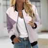 Women's Fashion Casual Printed Zip Jacket With Pockets Long Sleeve Coat