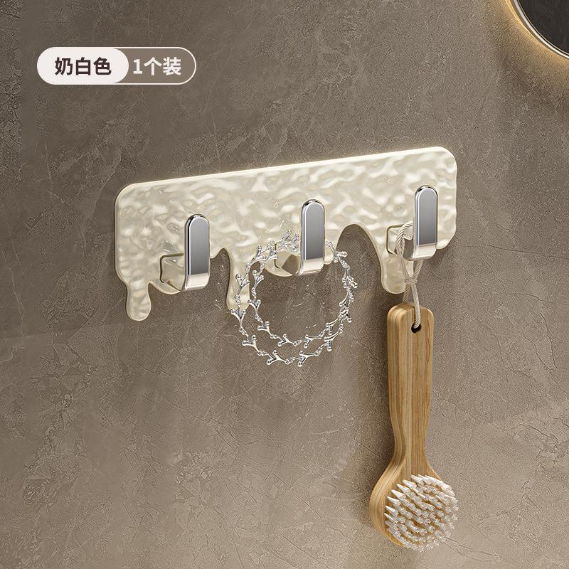 

Cream Wind Non-punching Three Hooks, Strong Non-marking Viscose, Bathroom Wall Hanging Clothes Hook, Row of Sundries Storage Hook