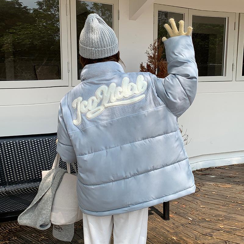 2025 New Short Down Cotton Jacket Women's Corduroy Spliced Cotton Jacket Loose Thickened Padded Jacket Winter Jacket