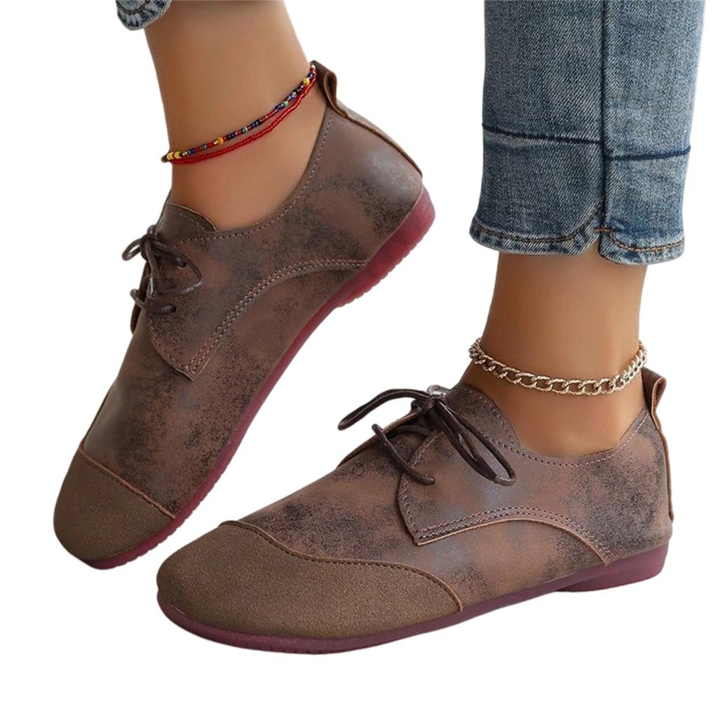 Women's Fashion Plus Size Lace-Up Round Toe Casual Shoes for Everyday Wear