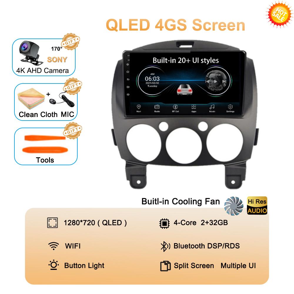 

Android 14 Car Radio Multimedia Player For MAZDA 2 Mazda2 2007 2008 2009 2010 2011 2012 2013 2014 GPS Navi 2 Din Autoradio QLED