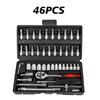 46pcs Premium Ultimate Automotive Repair Tool Set - High Torque Chrome Vanadium Steel Kit for Car, Bicycle, and Motorcycle Maintenance