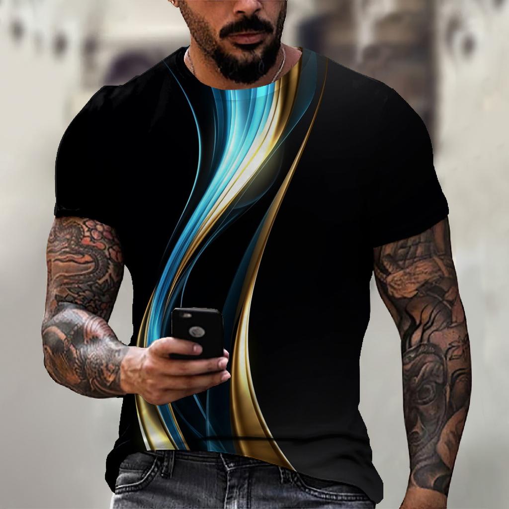 Men'S T-Shirt Short Sleeve Printed Summer Round Neck Top Trend Casual Sweatshirt